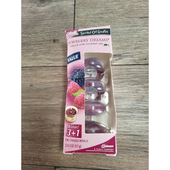 Glade Scented Oil Candles Dewberry Dreams 3 Oil Candle Refills Essential Oils - Picture 1 of 2